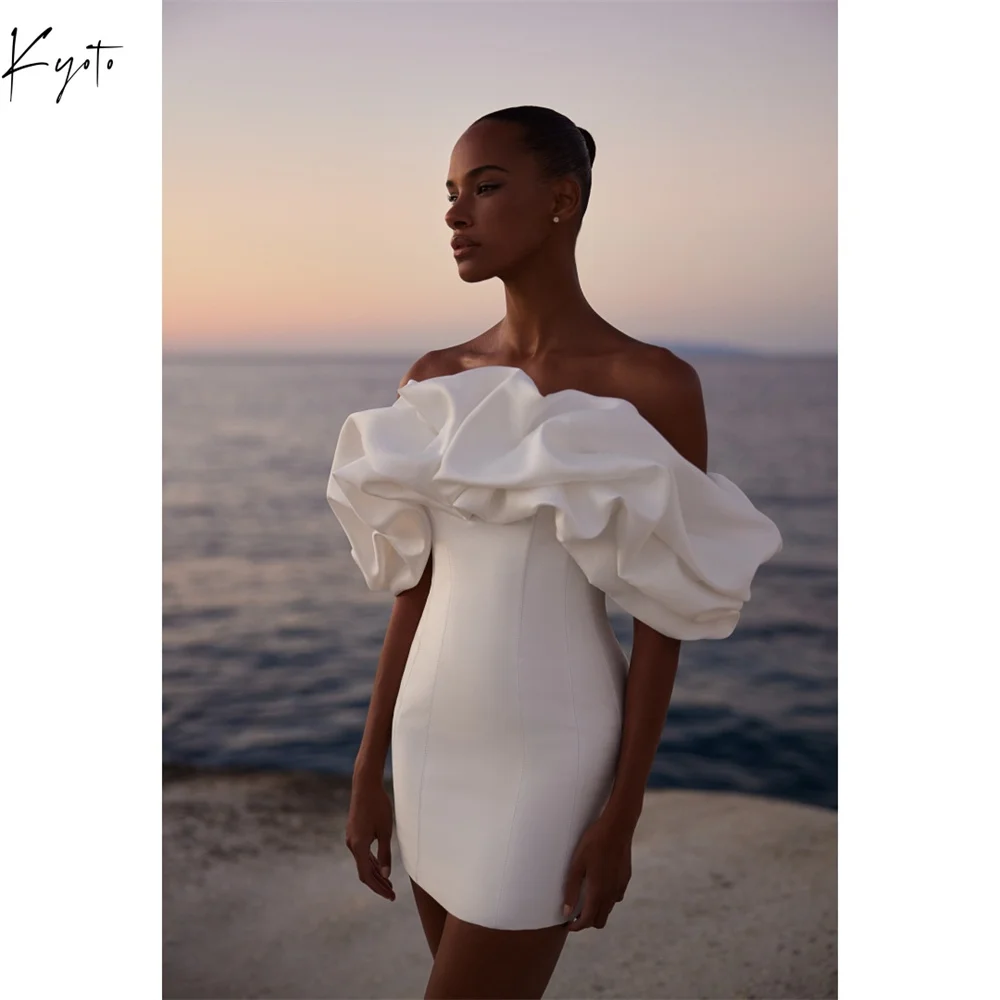 

Kyoto White Floral Mermaid Wedding Dresses Off Shoulder Customized Knee-Length جديد في الفساتين Sheath Evening Dress 2025