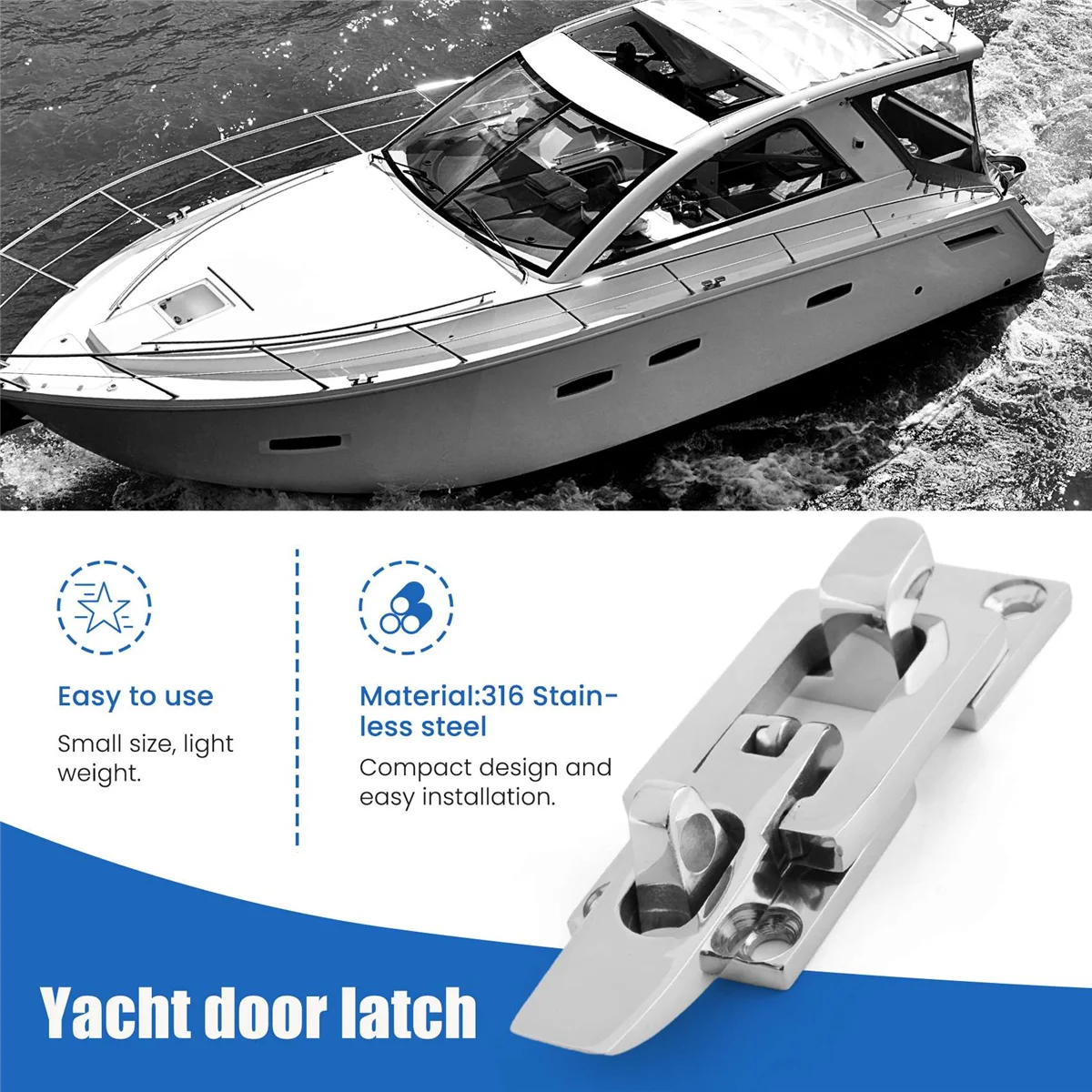 316 Stainless Steel Marine Boat Door Lock Latch Catch Anti-Rattle Fastener Clamp 70Mm Marine Hardware XY