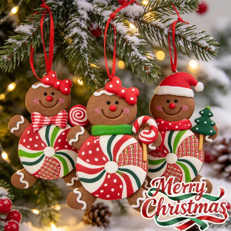 1-5PCS Gingerbread Man Christmas Tree Ornaments Cute Hanging Decorations for Holiday Party Home Decor and Festive Displays