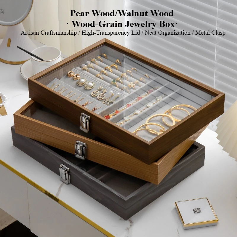 

Vintage jewelry storage box,covered jewelry box,ring box,earrings,bracelets,necklaces solid wood display box|Home Essential|Gift