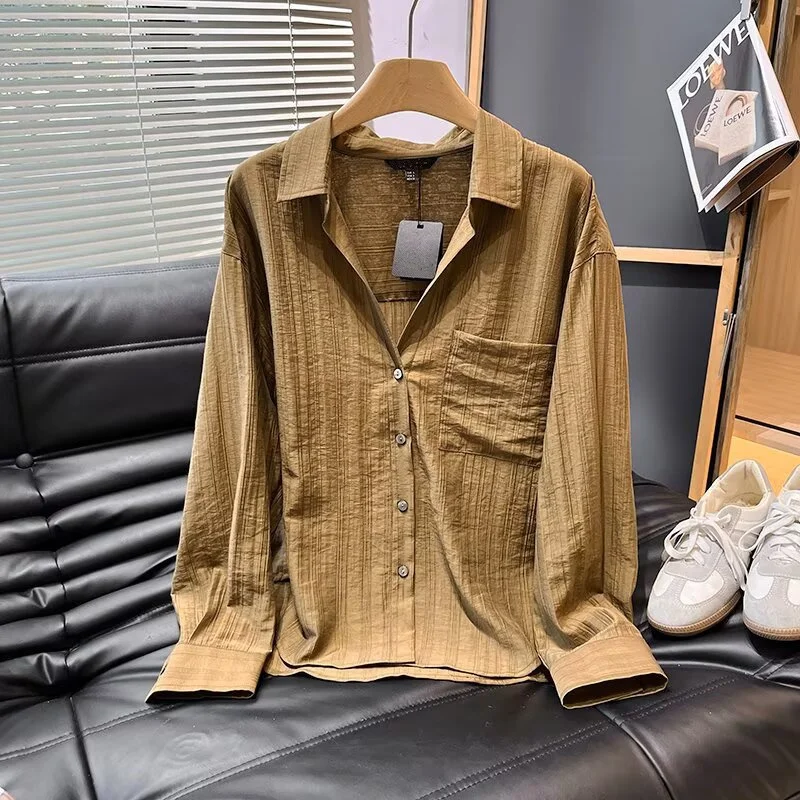 

Dave&Di French Fashion Striped Shirt Minimalist Elegant long-sleeved Autumn Shirts & Blouses Women's Clothes Shirts Tops