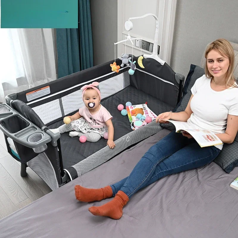 

Cuna plegable multifuncional para beb, cuna de mesa con paal, balancn para chico, cama de juego porttil, soporte de cuna para