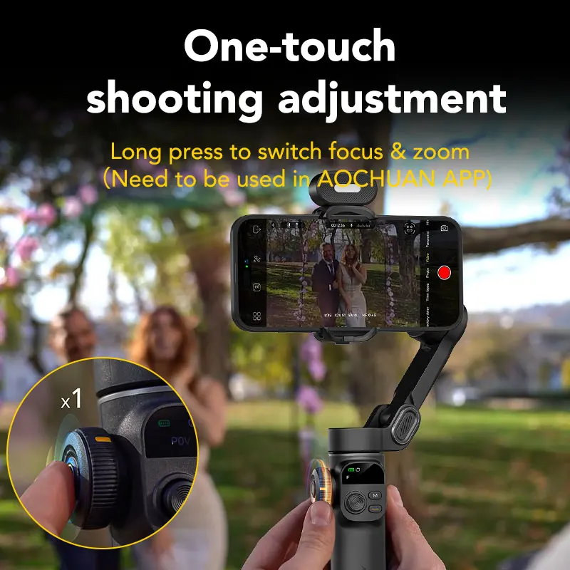 AOCHUAN Smart X2 Kit 3 Axis Handheld Gimbal Stabilizer For iphone And Android Smartphone With built-in extension pole and LED