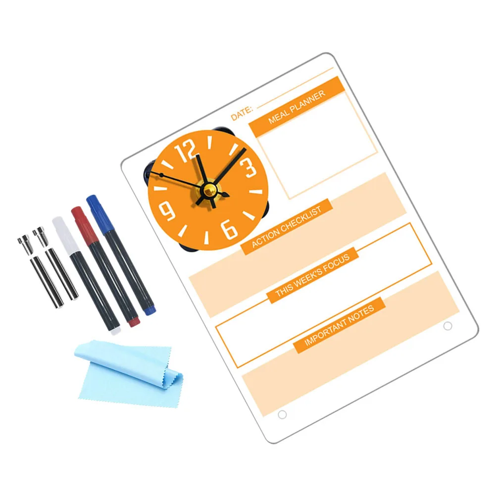 

1 set 1 Set Standing Memo Board Acrylic Desktop Clock Dry Erase Writing Surface Organizer For Office Home Study Planner Board