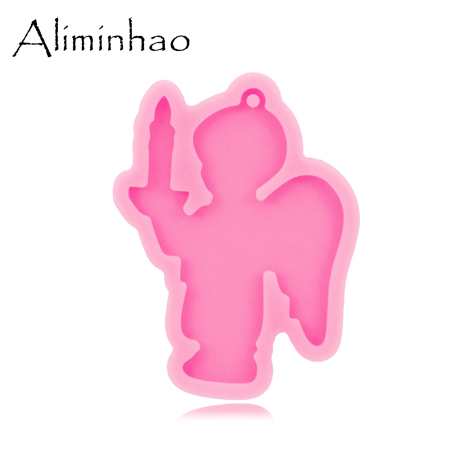 DY1454 Glossy Angel Boy Holding Candle Shape Mold Silicone Resin Crafting Epoxy DIY Art Mold for Keychain