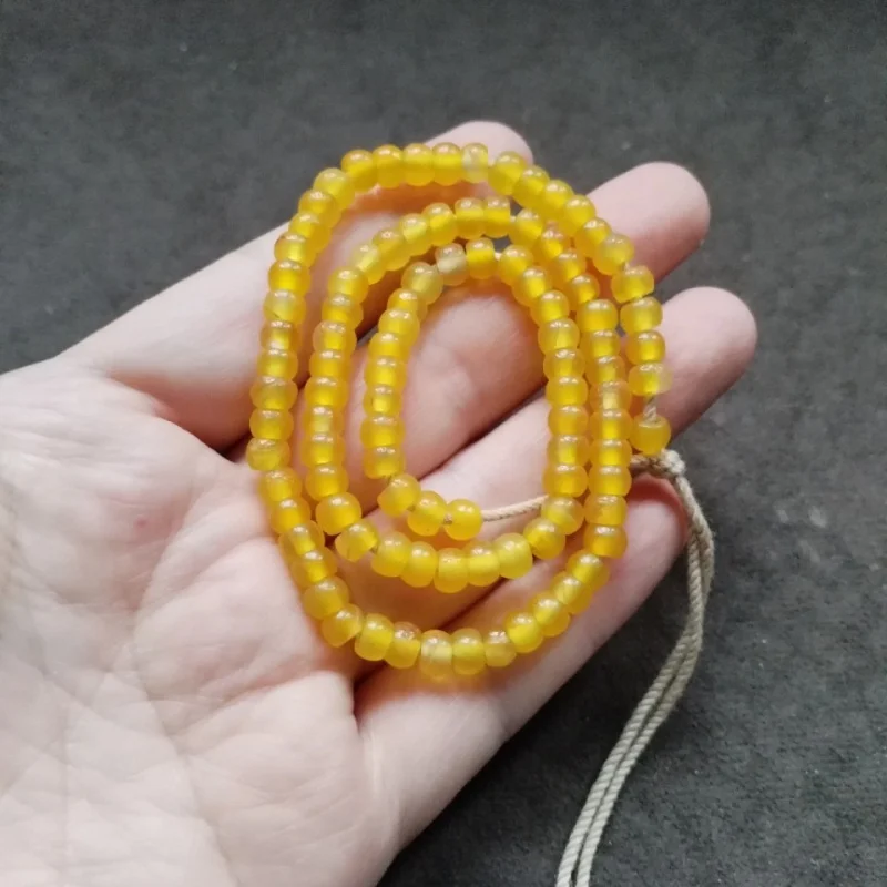 Tibetan Backflow Old Pulp a String of Yellow Agate Buddha Accessories Spacer Beads