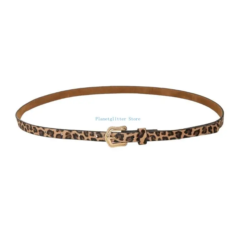 

652B Vintage Inspired Leopard Wais Belt Adjustable Waistband PU Leather Easy Adjust