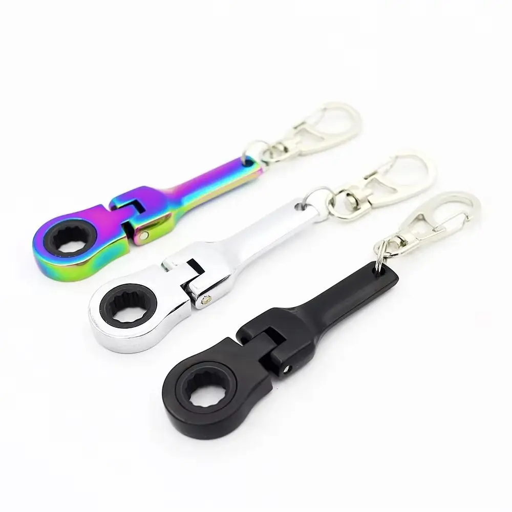 Durable 10mm Ratchet Wrench Metal Adjustable Mini Keychain Keyring Handle Tool Key Chain