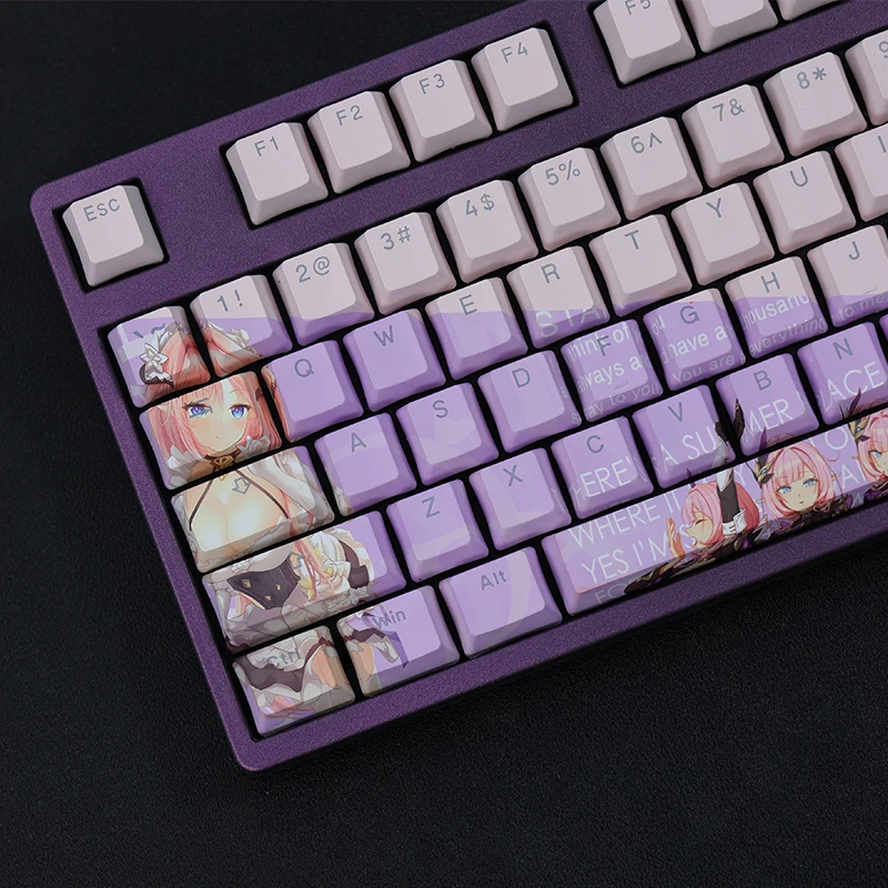 Honkai Impact 3 Elysia 108 keys PBT Dye Sublimation Keycap Anime keycaps for Mechanical Gaming Keyboards