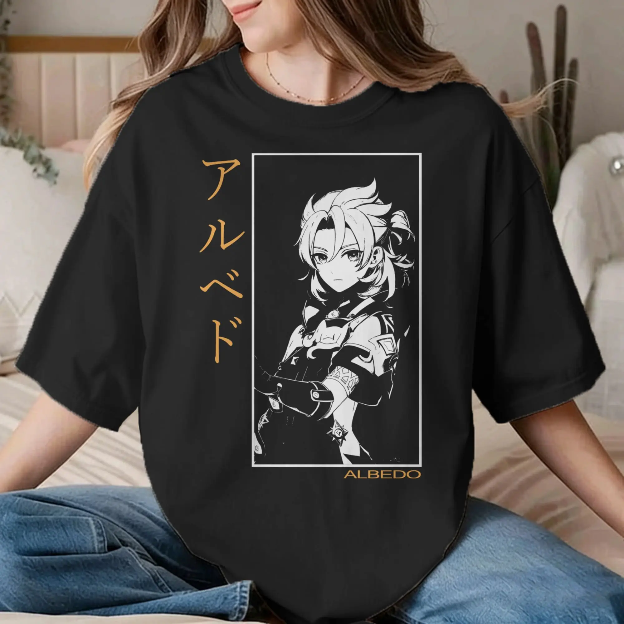 Albedo Genshin Impact Anime T Shirts Men Women 100% Cotton Vintage T-Shirt Round Neck  Tee Shirt Short Sleeve Clothing 6XL