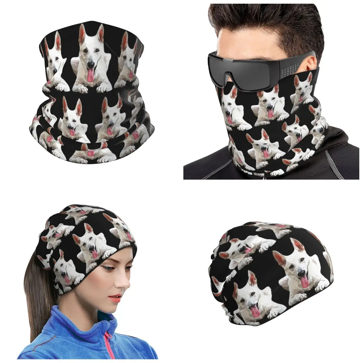 White Swiss Shepherd White German Shepherd Bandana Neck Cover Wrap Mask Scarf Outdoor Sports Balaclava Unisex Adult Breathable