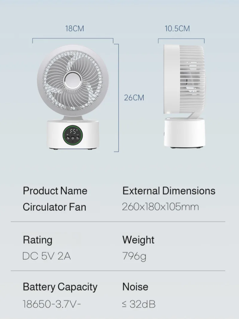 Portable Wall-Hanging Fan With Remote Control Rechargeable Usb Electric Folding Fan Nightlight Air Cooler Household Shaking image 6