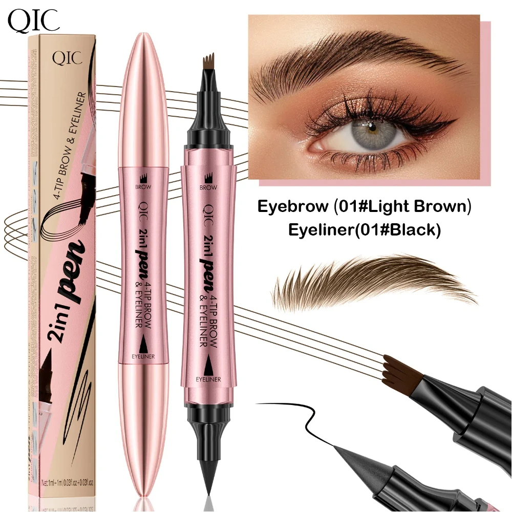 4 Fork Eyebrow Eyeliner Pencil Waterproof Liquid Wild Eyebrow Tattoo Pen Long Lasting Professional Korean Makeup Cosmetics