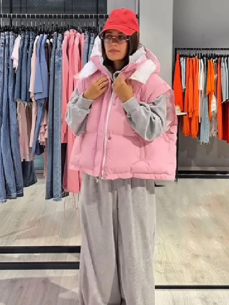 Wendbare, abnehmbare Kapuzenärmel, 2-in-1, wattierte Jacke, Oversized, dick, 2026, neuer Wintermantel, warm, schick, für Büro und Alltag, Damenmantel – Detail 12