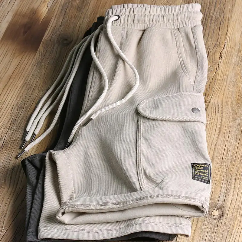 plus Size 300 Pounds Japanese Style Retro Heavyweight Casual Shorts Men's Summer Elastic Waist Loose Workwear Five-Quarter Pants
