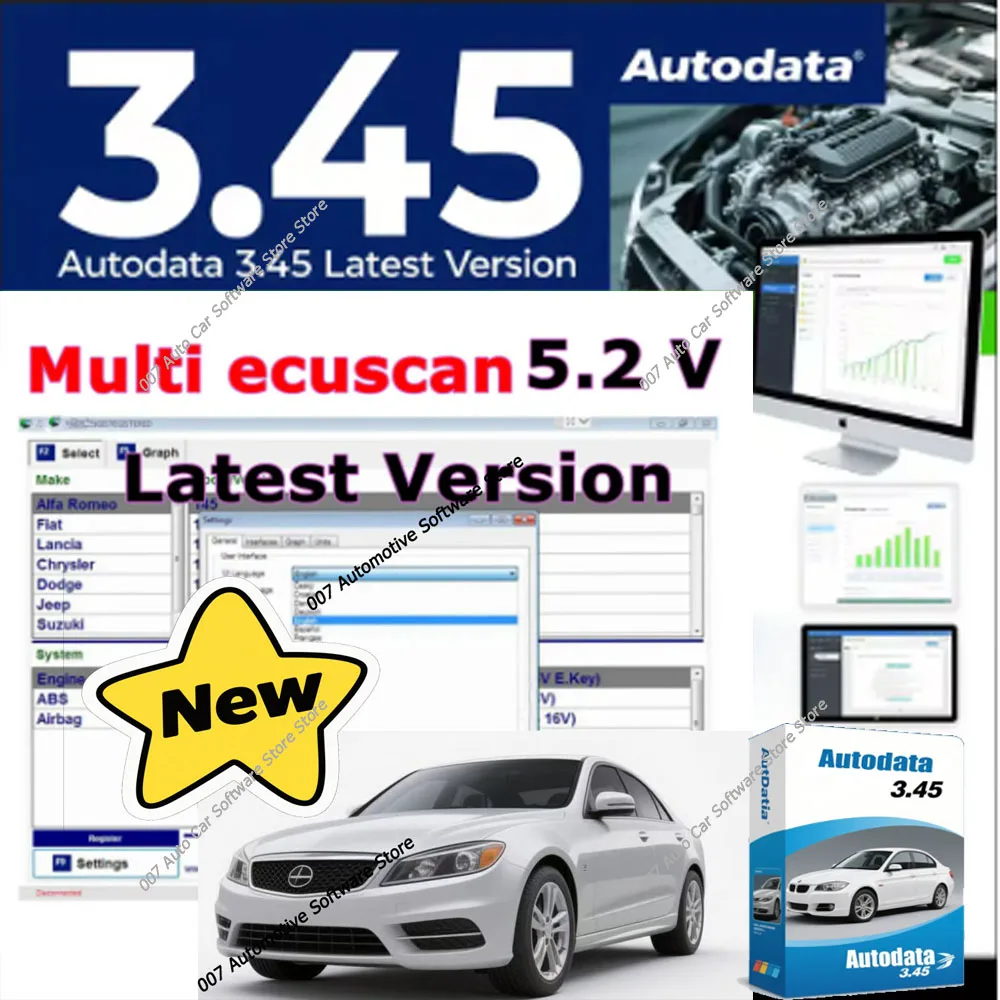 

Multiecuscan V5.2 Auto Repair Software, Update for Fiat Chrysler Dodge Jeep Suzuki with Autodata 3.45 Hot Software, 2019