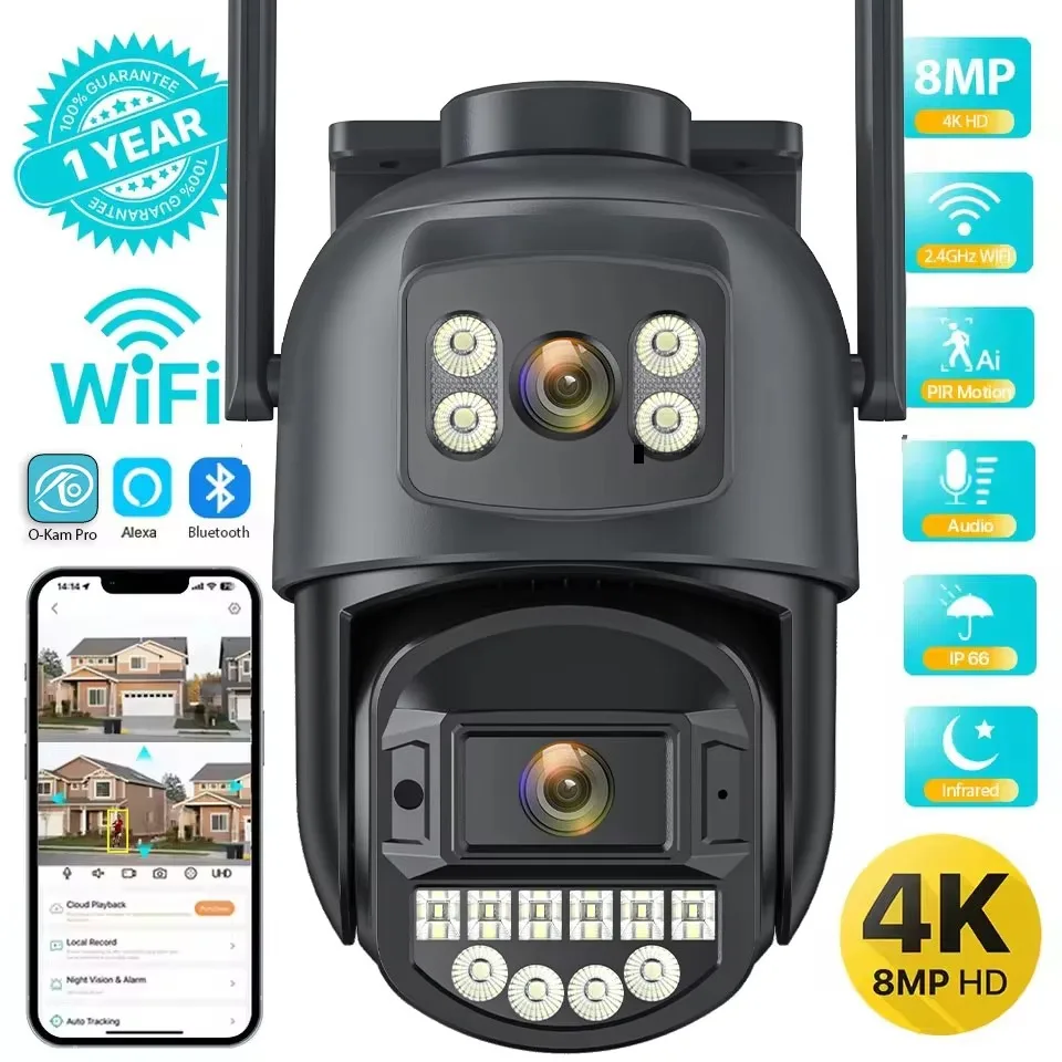 BESDER 5GHz WiFi Surveillance Camera 5K 10MP Dual Lens AI Human Detection Outdoor Security PTZ IP Cameras 10MP Intercom CCTV Cam