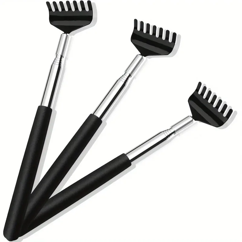 Extendable Telescoping Metal Back Scratcher with Hand Massager Portable Handles for Relief Thanksgiving Birthday Christmas Gifts