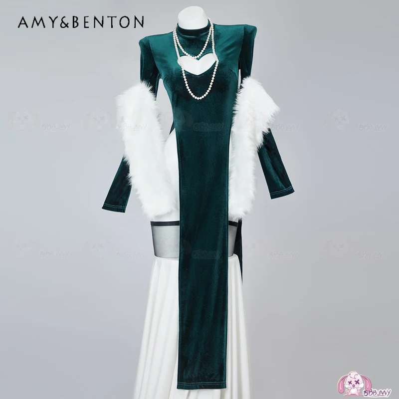 

Autumn Winter New Design Women's Clothing Fashion Elegant National Sexy Green Hollow Out High Collar Cheongsam Long Dress Ladies