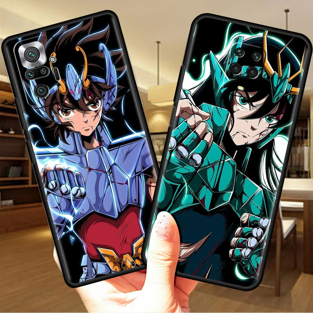 Phone Black Case For Xiaomi Redmi Note 11 12 10 9 8 7 Pro 9S 9A 9C 10s 8T K40 10C 10S Funda Soft Cover Saint Seiya Aiolos Camus