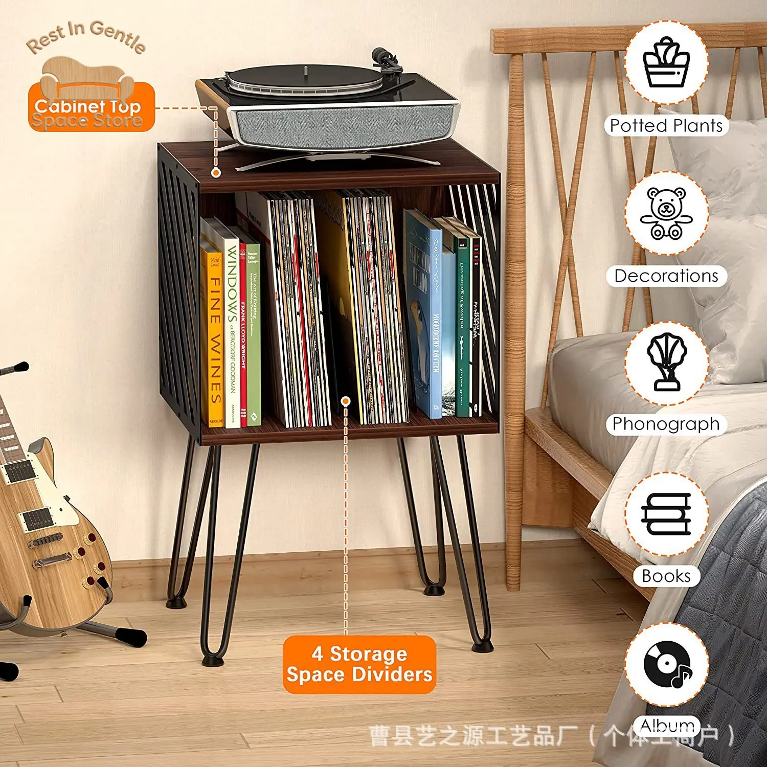 wood vinyl magazine floor storage rack bookcase vinyl record storage cabinet bedside multi-functional storage rack