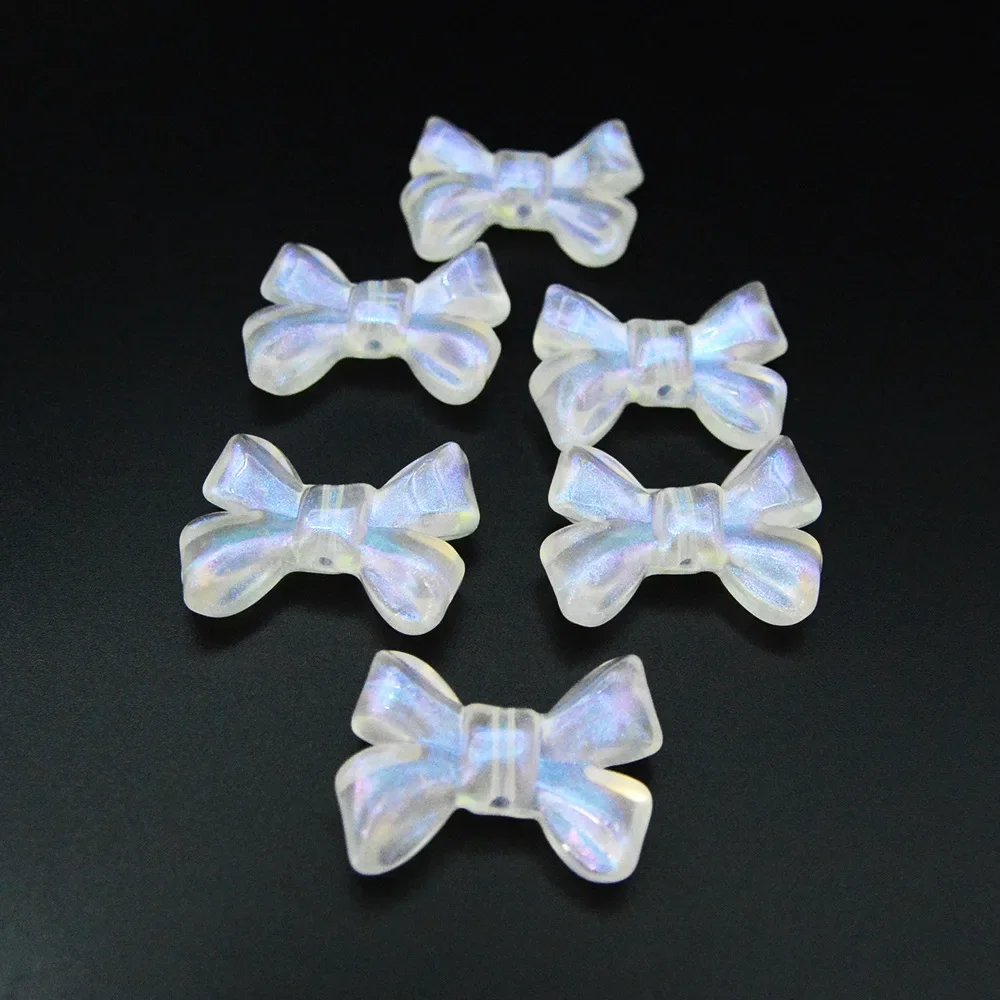 5 Pieces  29 * 39mm Pearlescent Color  Blue Light Perforated Large Bow  DIY Charm Manufacturing Clothing and Jewelry Accessories
