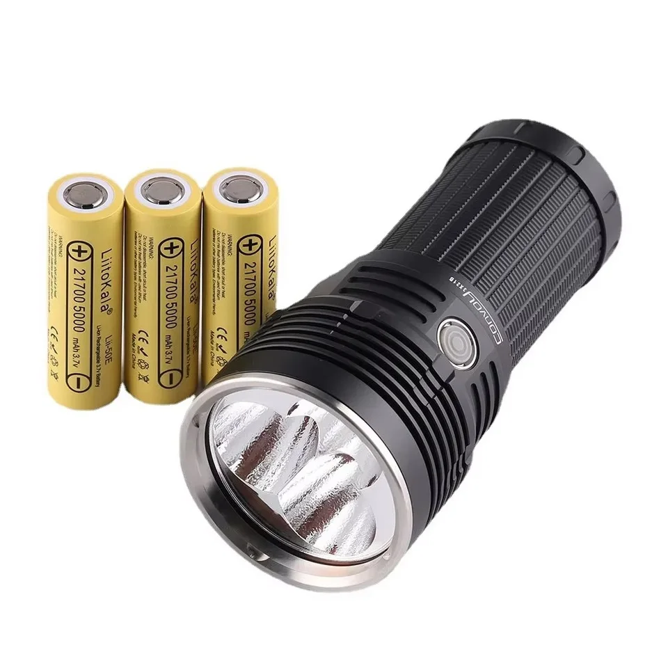 12000LM Rechargeable LED Flashlight with 21700 Battery Waterproof Powerful for Rescue Search Camping