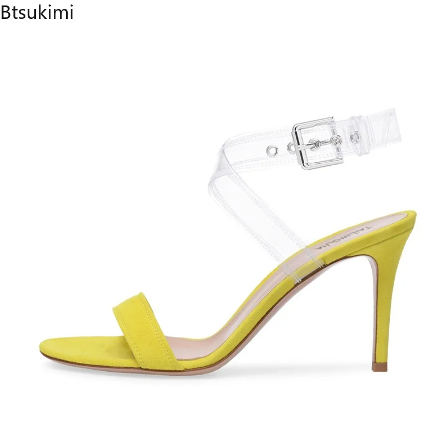 2025-femme-clair-pvc-bretelles-croisees-talons-hauts-sandales-d'ete-dames-mi-talon-robe-de-soiree-chaussures-jaune-nu-orteil-bande