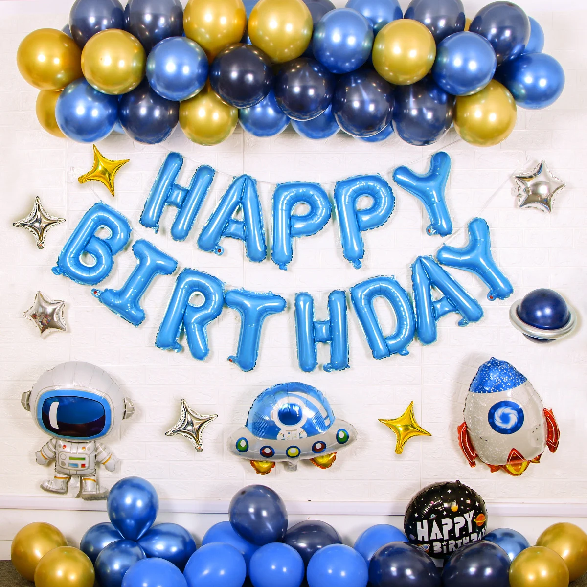 Space Themed Aluminum Film Balloon Set Birthday Decoration Baby Boys Birthday Party Home Decoration Astronaut Anomalous Balloons