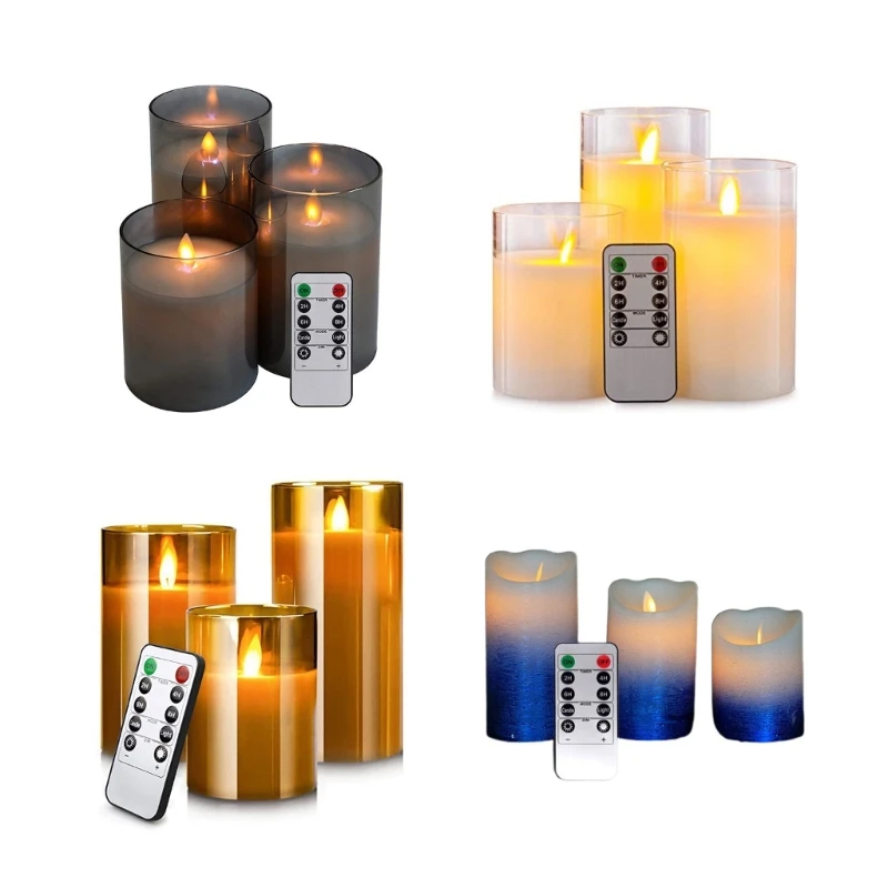 Flameless Led Candle Flickering Pillar Battery Operated Candle with Timer Remote for Festival Wedding Home Party O12 22 Dropship