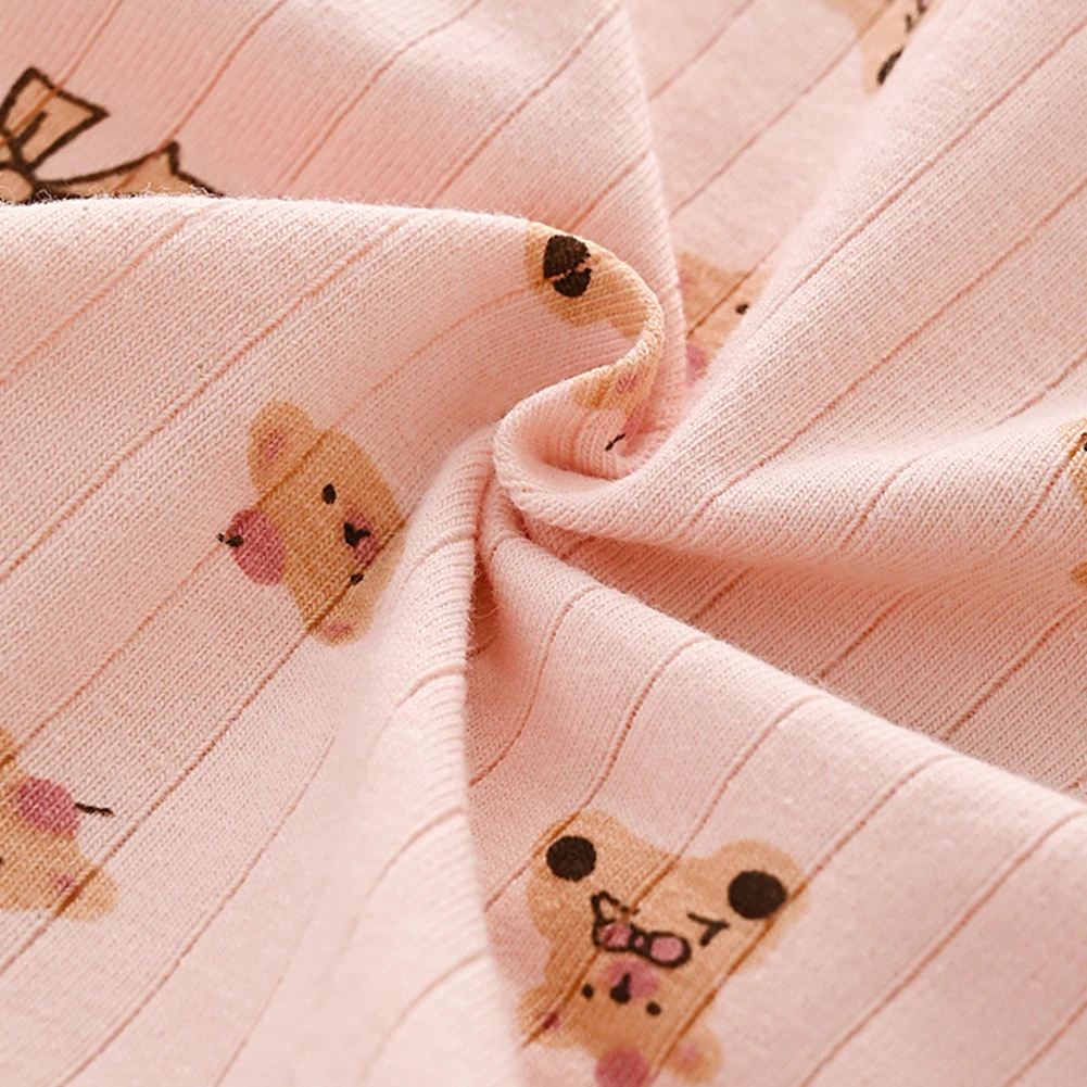 Cute Teddy Bear Print Comfortable Underpants Vertical Stripe Girl Underwear Breathable Lingeries Sexy Hot Briefs Soft Panties
