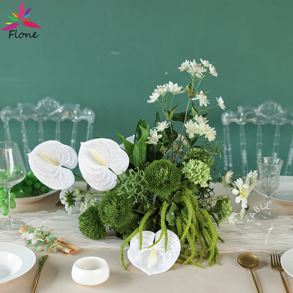 

5pcs/lot Wedding Decorations Green Artificial Flower Arrangement Centerpieces for Weddings Event Staging Home Living Room FL2823