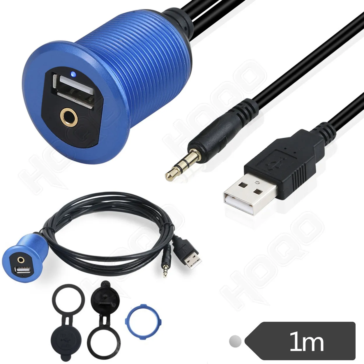 Waterproof Extension Stereo Audio Cable Universal 3.5mm AUX USB Interface Cable Port use For  Golf Cart Yacht Instrument panel