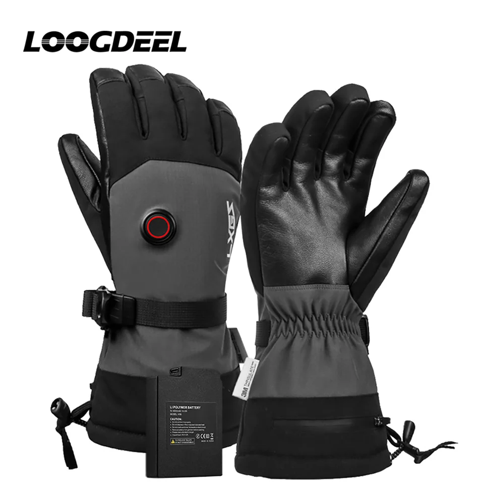 

LOOGDEEL Electric Thermal Gloves Men Winter Warmth Waterproof Windproof Cycling Motorcycle Bicycle Snowboard Ski Heating Gloves