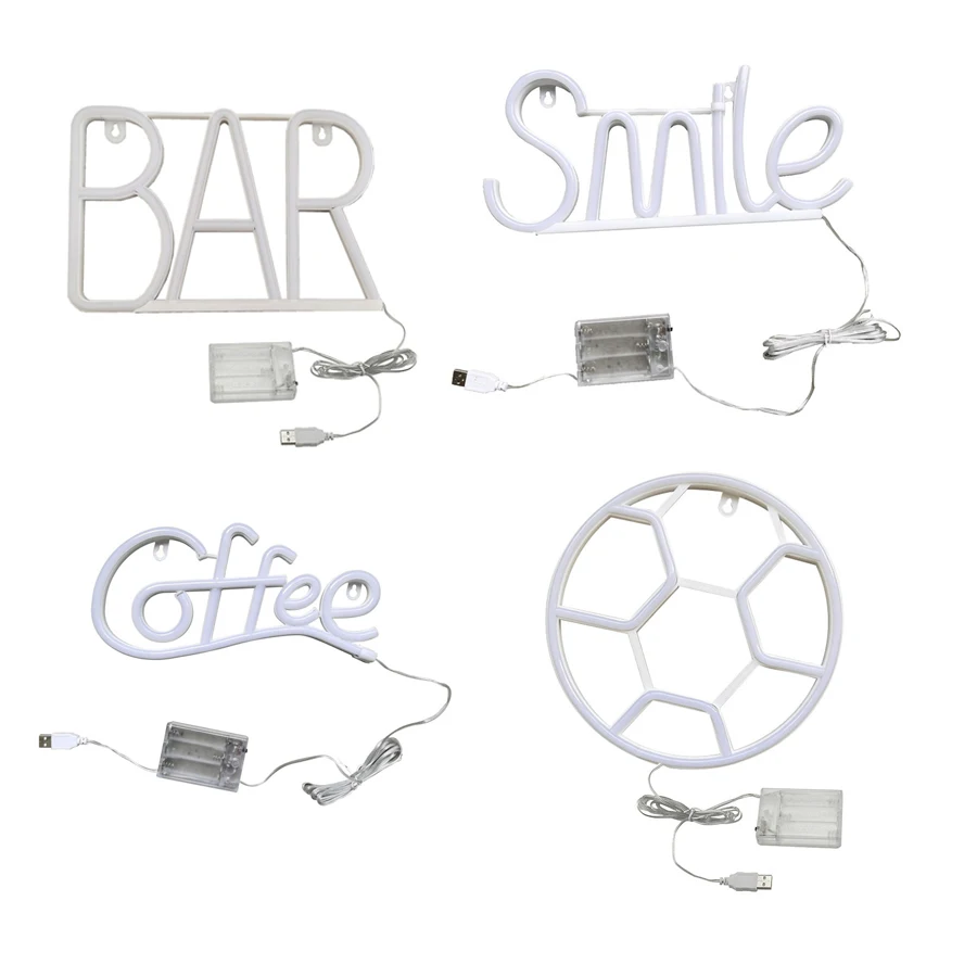 LED Neon Sign Light Letter Coffee Welcome Modeling Decoration Lamp USB & Battery Case Game Room Bar Shop Wall Wholesale Gift