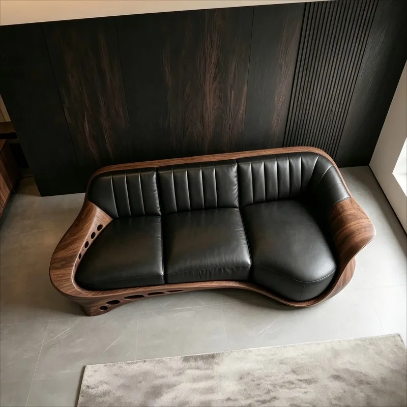 

Classic New Chinese Style Solid Wood Living Room Sofas Black Aesthetics Modern Sofa Living Room High-end Luxury Home Furniture