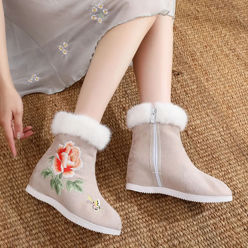 Stivali da donna scarpe con tacco alto calzature invernali stivali-donna punta tonda Stiletto gomma elegante 2023 autunno donna corta peluche roma
