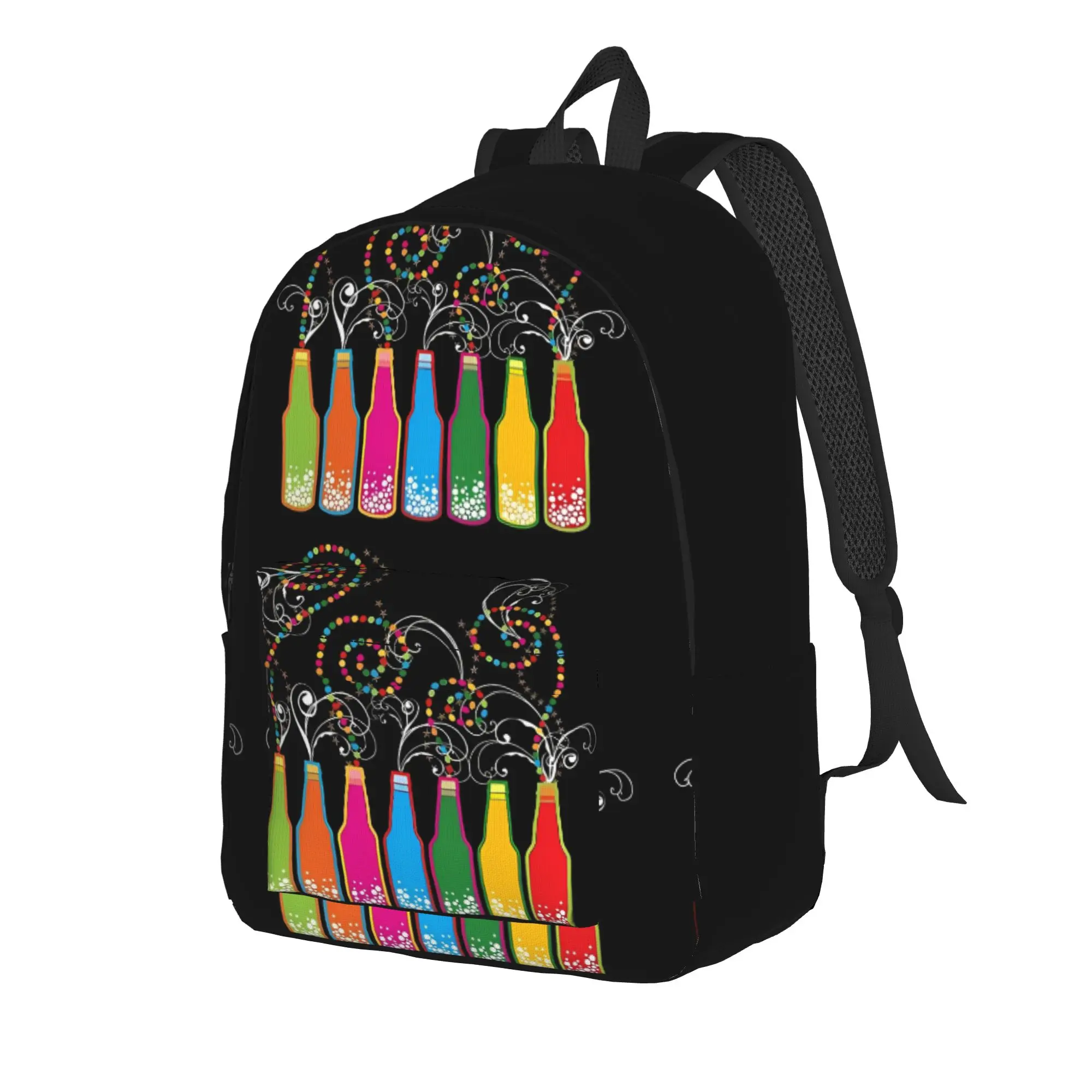 Back To School Handbag Back to school season Colorful Bottles Bubbly Celebration  Solid Backpack
