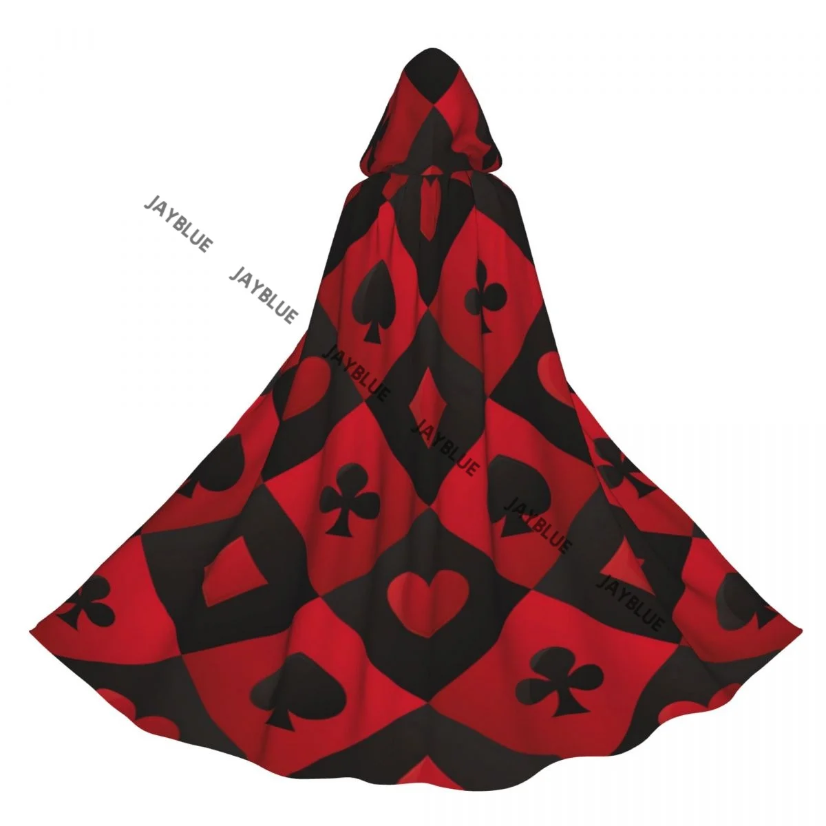 Unisex Witch Party Reversible Hooded Adult Vampires Cape Cloak Poker Cards Symbols