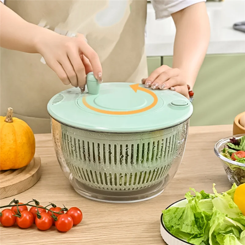 

AT19-Salad Spinner Large,Vegetables Fruits Wash Bowl,Lettuce Spinner Pasta Fries Dryer 5 Blades,Kitchen Colander