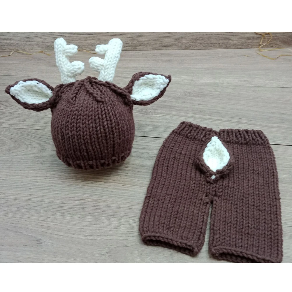 

Newborn Photography Props Knitted Deer Outfit 0-1 Month Infant Cartoon Sweater Unisex Baby Clothes for Photo Shoots Comfortable