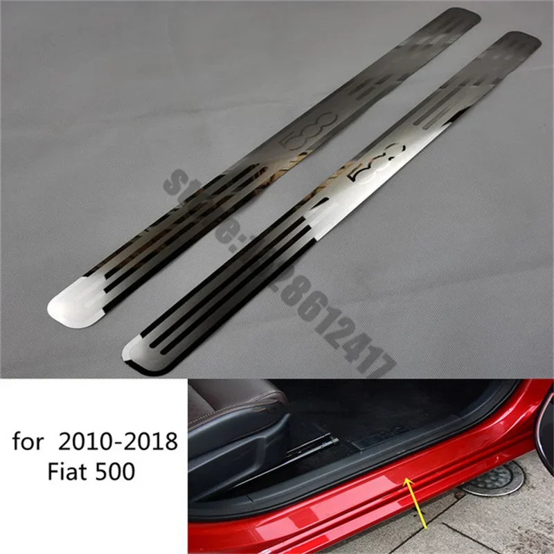 For Fiat 500 500C 500X 500L 2010 -2018 2020 Door Sill Scuff Plate Trim Stainless Threshold Kick Pedal Stickers Car Accessories