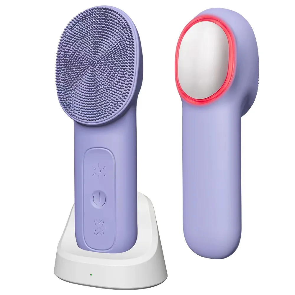 Brosse nettoyante pour le visage à LED, lifting du visage chaud et froid, massage de la peau vibrant, équipement de beauté