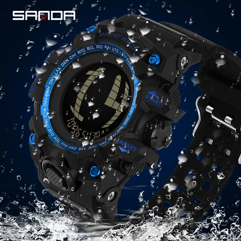 SANDA 2200 New Men's Electronic Watch Multifunction Chronograph Luminous Calendar Waterproof Outdoor Sports Watches for Man