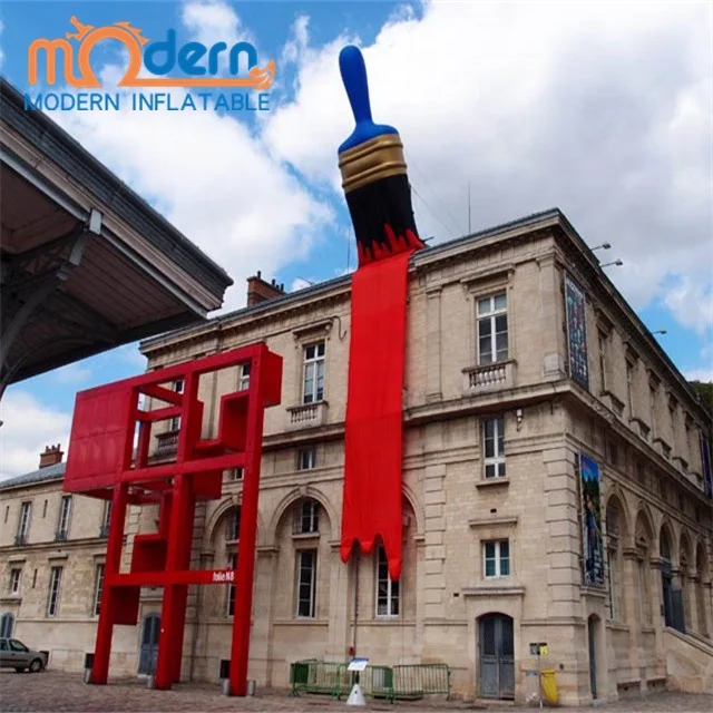 Giant Inflatable Balloon Handle Painting Brush Sculptures 210D Oxford Cloth 5m Size Electric Air Pump Digital Printing