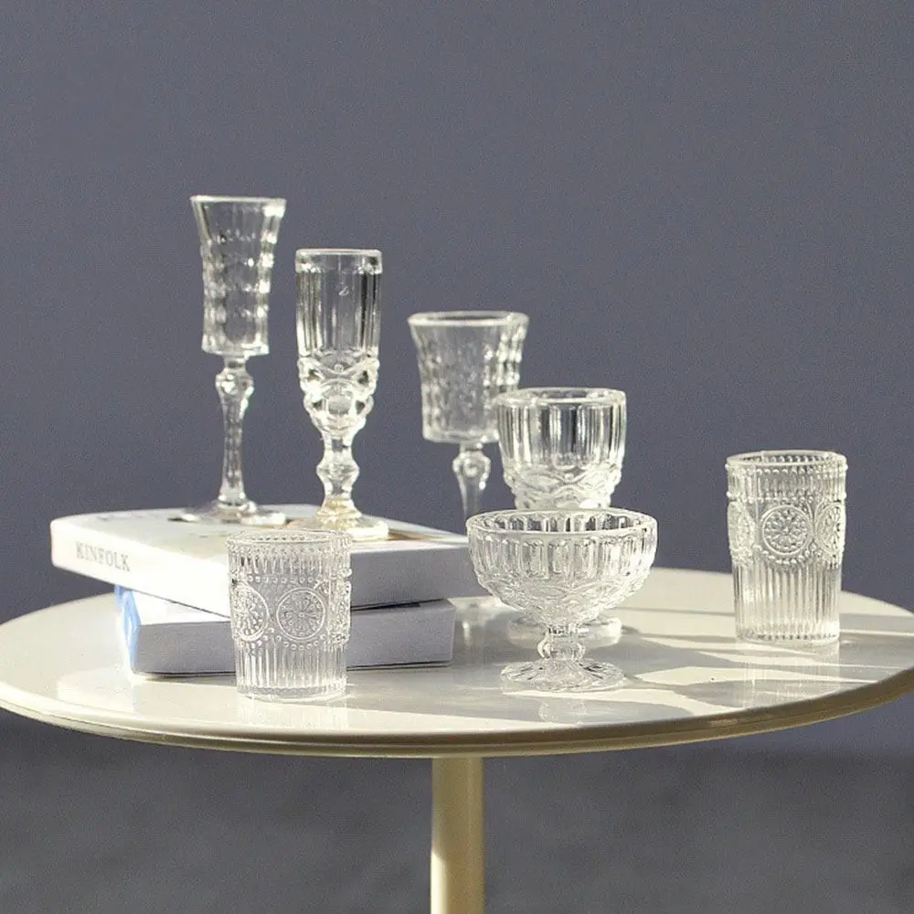 7PCS 1/6 Scale Dollhouse Water Cup Scene Model Playing House Miniature Wine Glass Food Toy Photo Props Doll Kitchenware