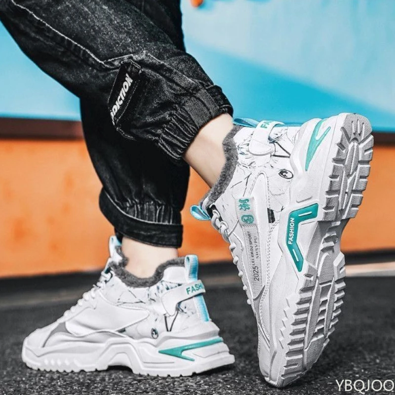 

Осень-зима, новая модная универсальная мужская обувь с высоким берцем, повседневная спортивная хлопковая обувь, теплые удобные туфли для доски