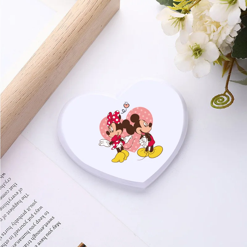 مرآة مكياج صغيرة مستديرة قابلة للطي من ديزني ميكي ميني، مرآة جيب لطيفة للسفر، مرآة على شكل قلب للنساء مع مشط هدية عيد ميلاد #3