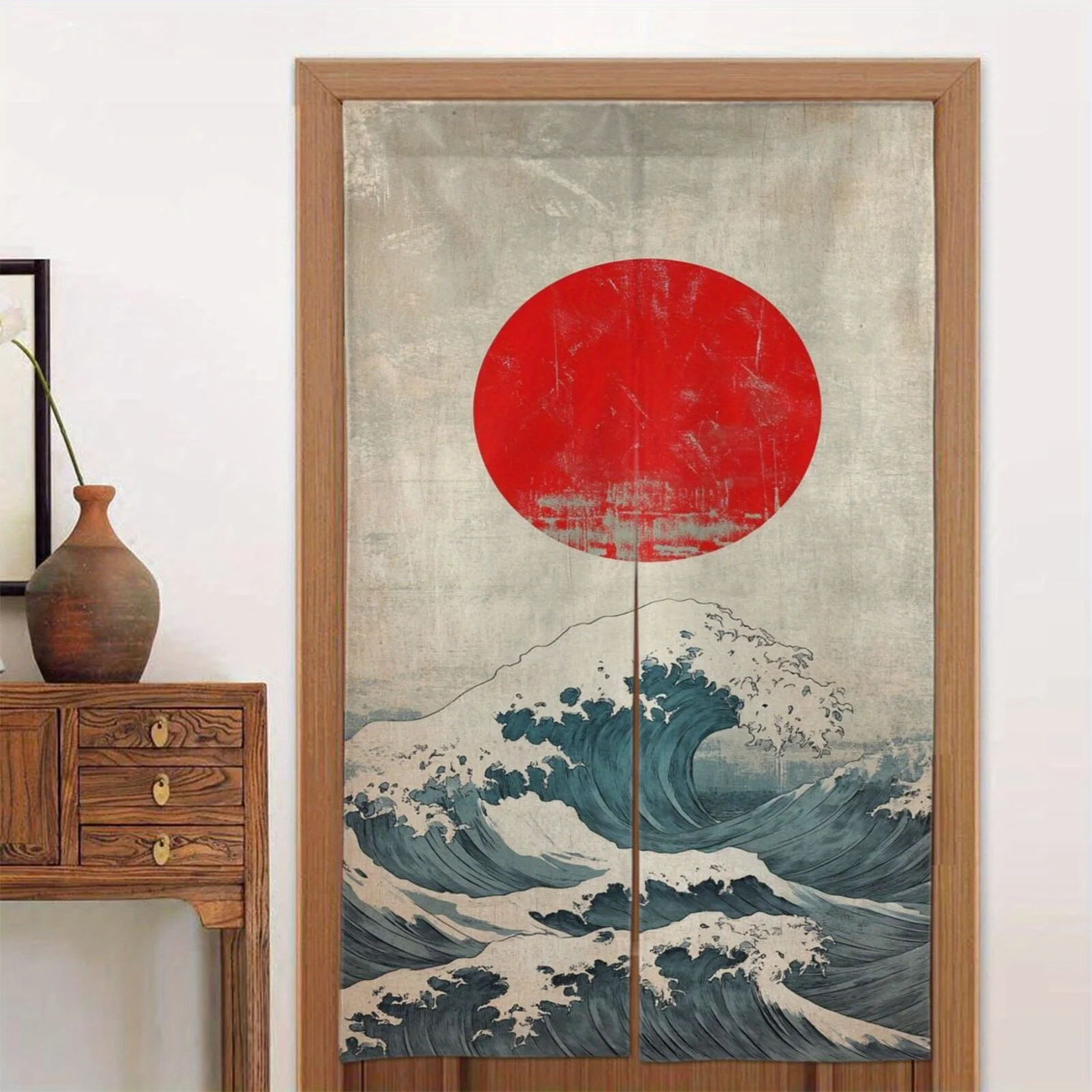 

1 шт., японский Ukiyoe, красный солнцезащитный козырек, японская тканевая перегородка, занавеска для спальни, кухни, украшение, полузанавеска