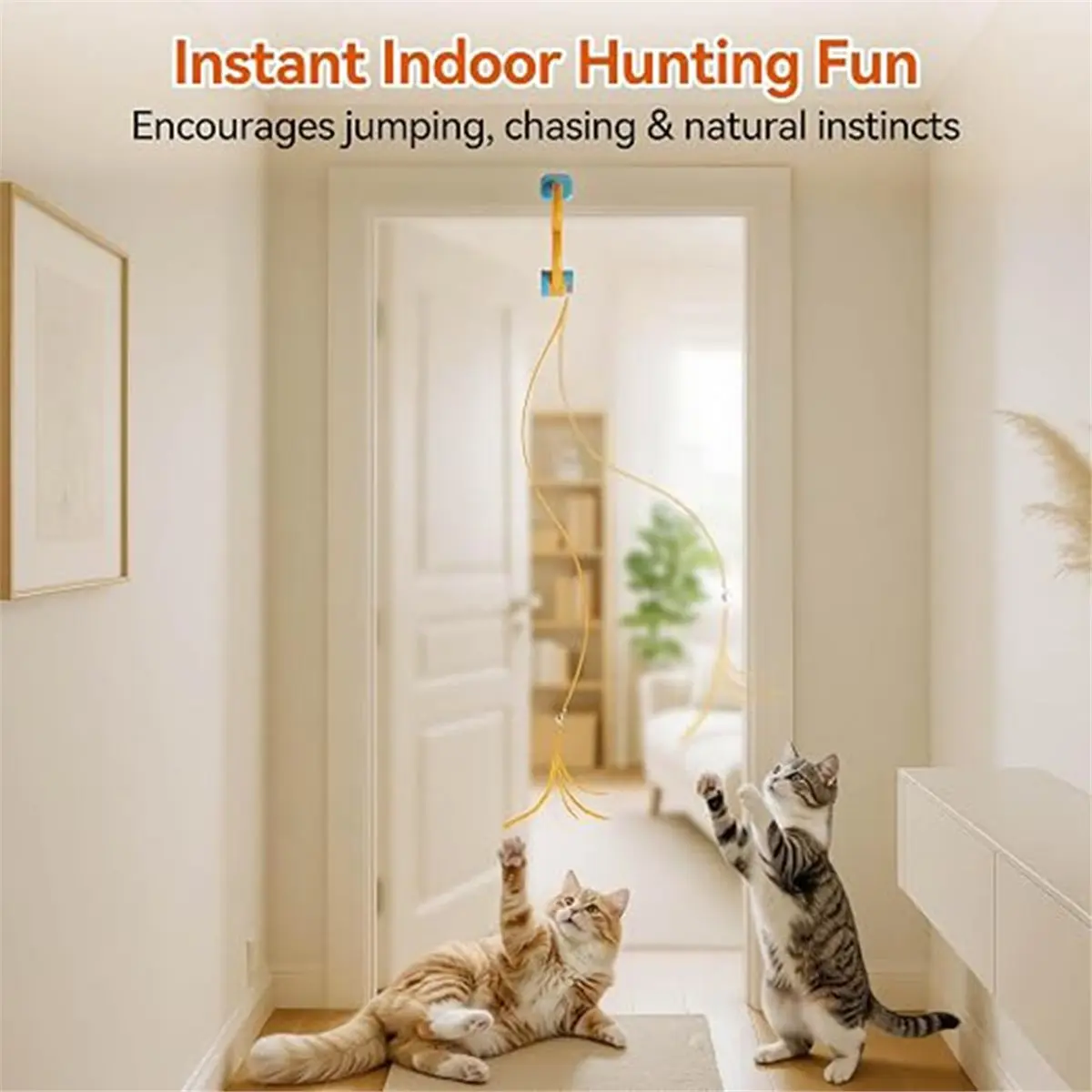 828BIGSALE Interactive Cat Toy for Indoor Cats, Automatic Door Hanging Toy with Moving , USB Rechargeable Cat Toys for Cats